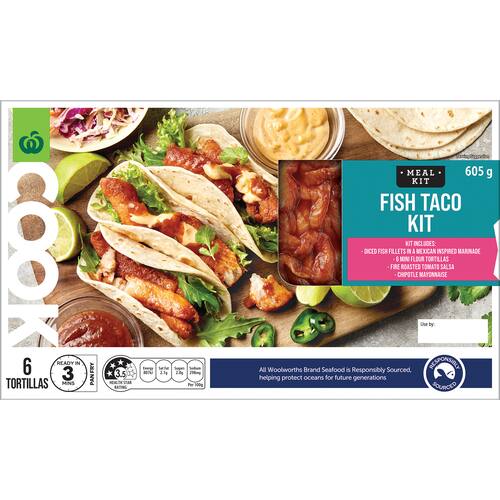 Woolworths Cook Fish Taco Meal Kit 605g bunch