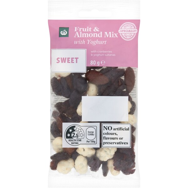 Woolworths Fruit & Almond Mix With Yoghurt 80g
