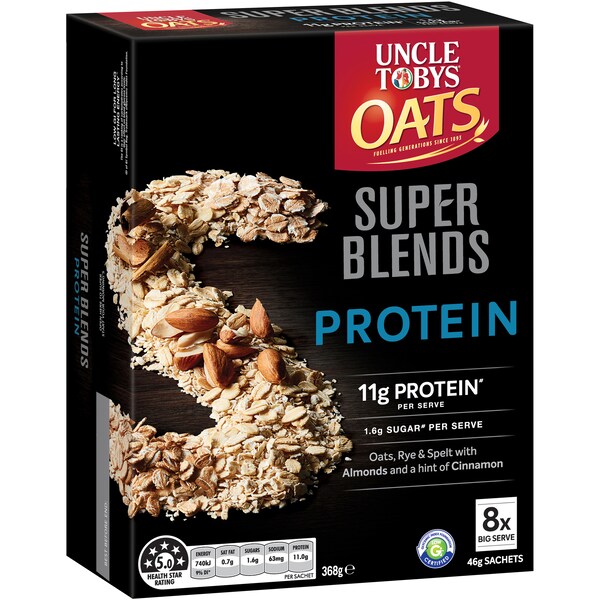 Uncle Tobys Oats Super Blends Porridge Sachets High Protein Almond 368g
