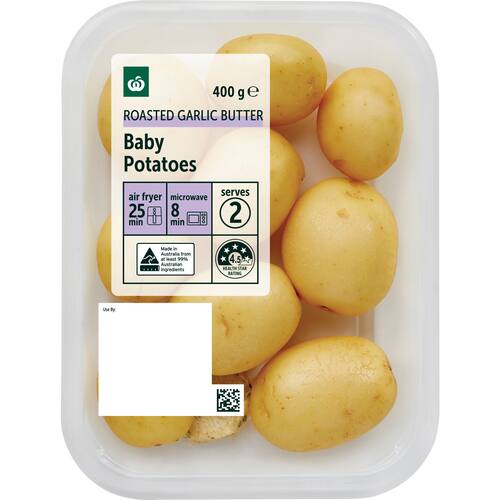 Woolworths Roasted Garlic Butter Baby Potatoes 400g bunch