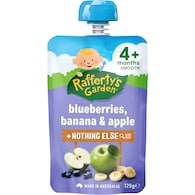 Rafferty's Garden Baby Food Pouch Blueberries Banana & Apple 4+ Months