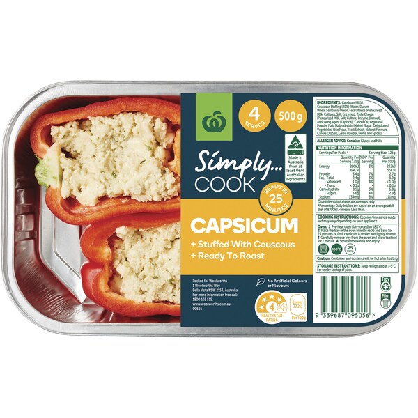 Woolworths Capsicum Stuffed With Couscous 500g