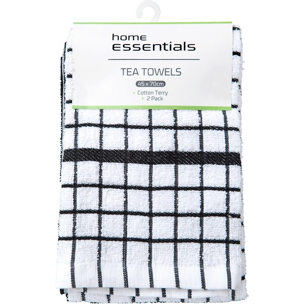Essentials Kitchen Manchester Tea Towel Heavy Weight Terry 2 Pack