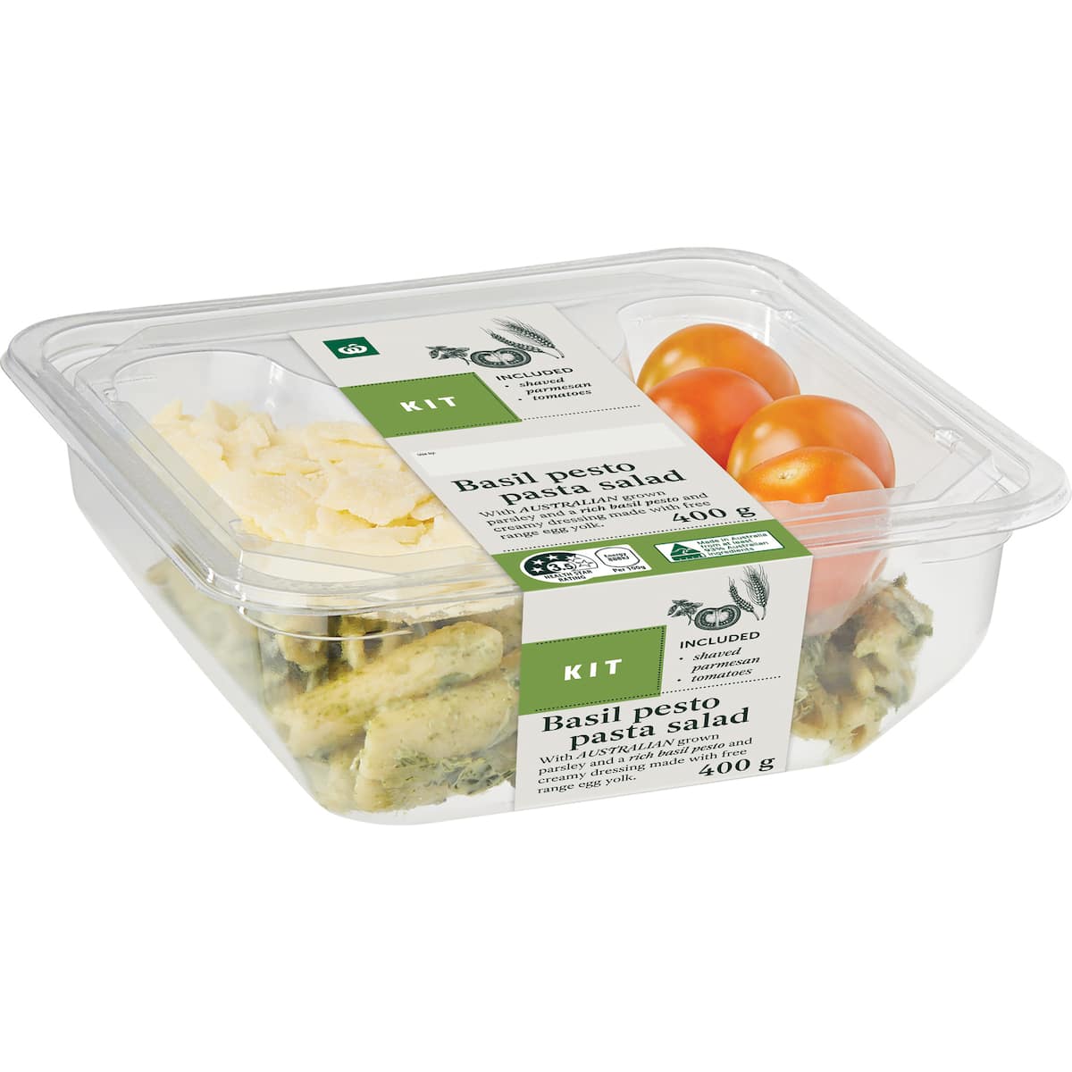 Woolworths Basil Pesto Pasta Salad Kit 400g bunch