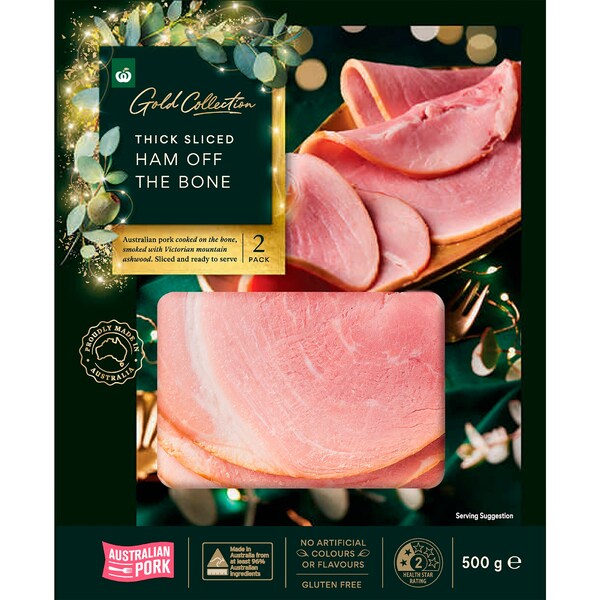 Woolworths Gold Collection Thick Sliced Ham Off The Bone 500g