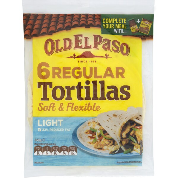 Old El Paso Mexican Light Tortillas 6 Pack 240g