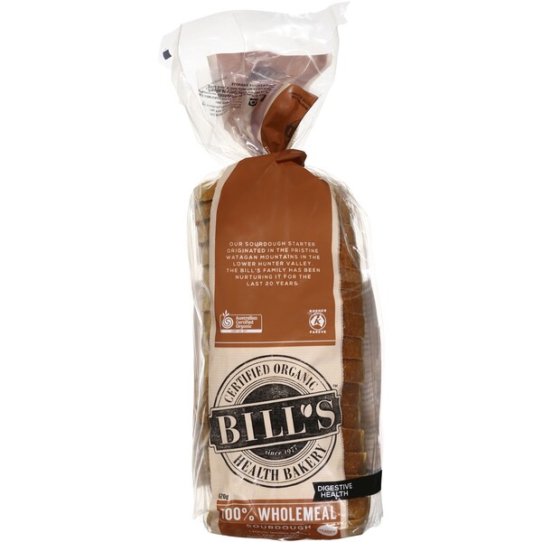 Bill's Certified Organic Health Bakery 100% Wholemeal Sourdough 620g