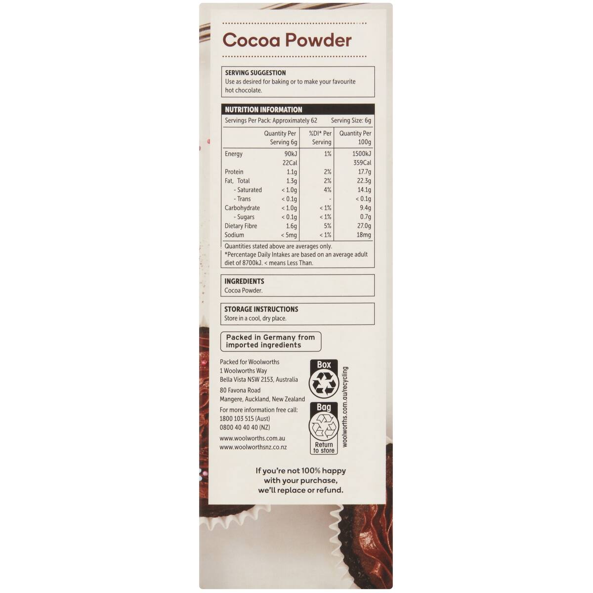 Woolworths Cocoa Powder 375g bunch