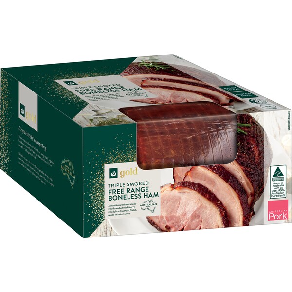 Woolworths Gold Triple Smoked Free Range Boneless Ham 3.9kg - 5.5kg
