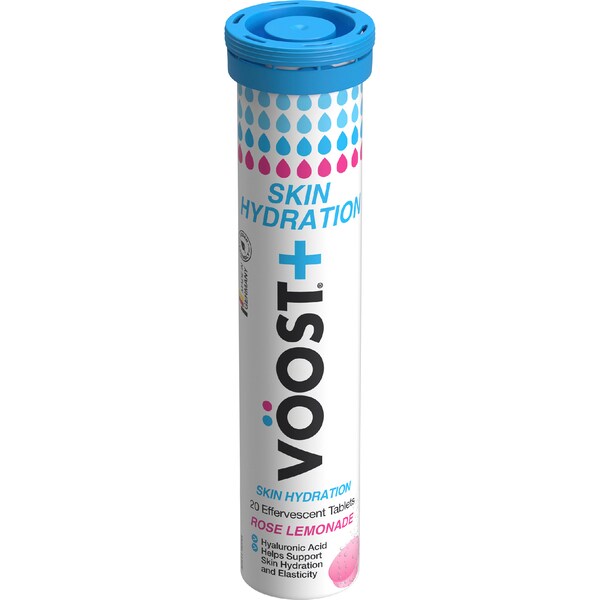 VOOST Plus Skin Hydration Rose Lemonade Effervescent Tablets 20 pack