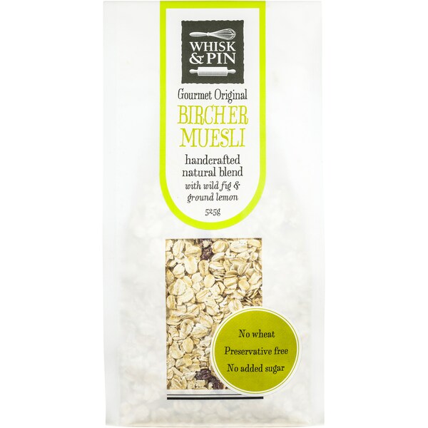 Whisk & Pin Bircher Muesli Wild Fig & Ground Lemon 525g