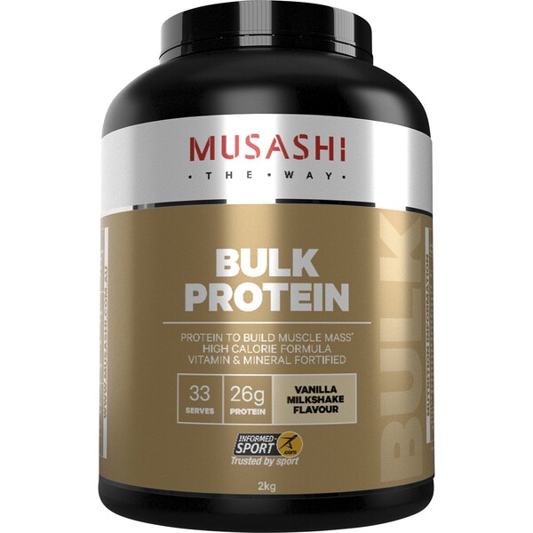 Musashi Bulk Protein Powder Vanilla Milkshake Flavour 2kg