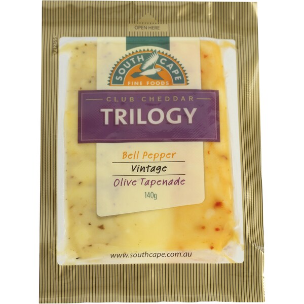 South Cape Trilogy Olive Pepper Vintage Cheddar Cheese 140g