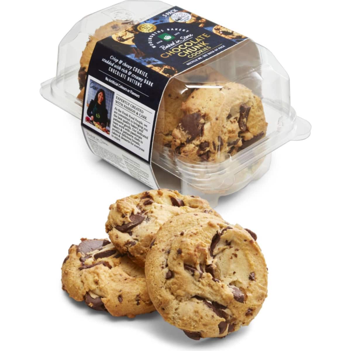 Woolworths Chocolate Chunk Cookies 5 Pack bunch