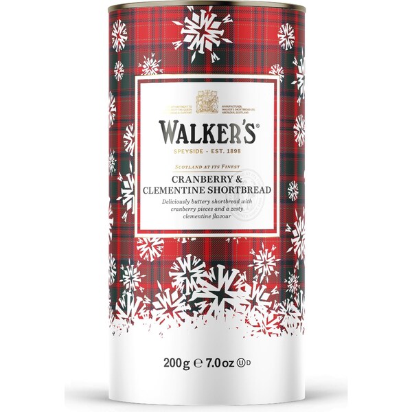 Walker's Cranberry & Clementine Shortbread Tube 200g