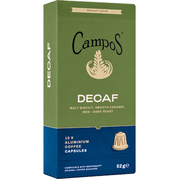 Campos Decaf Coffee Capsules Syrupy & Bold Blend 10 pack