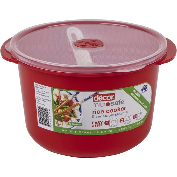 Decor Microsafe Rice Cooker & Veg Steamer 2.75l