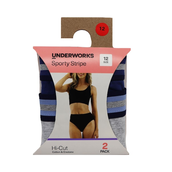 Underworks Sporty Hi Cut Underwear Size 12 2 pack