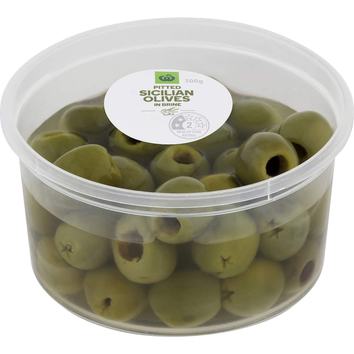Woolworths Sicilian Pitted Olives In Brine 300g bunch