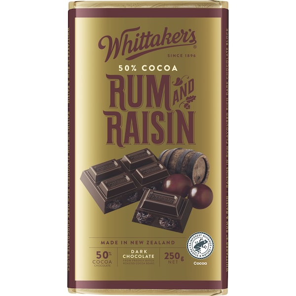Whittaker's Block Rum & Raisin 250g