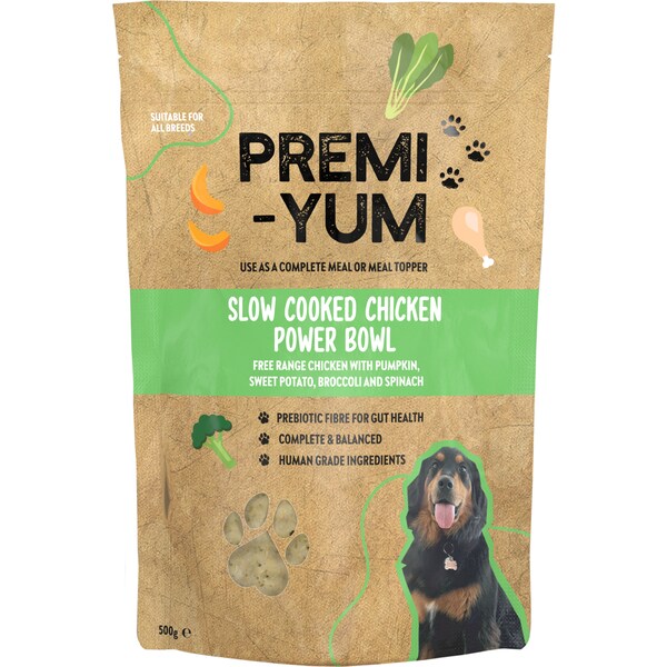 Premi-Yum Slow Cooked Chicken Power Bowl Dog Food 500g
