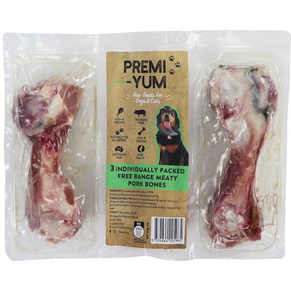 Premiyum Free Range Meaty Pork Bones Dog Food 3 pack
