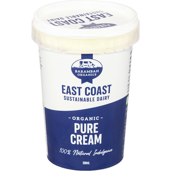 East Coast Sustainable Dairy Organic Pure Cream 200ml