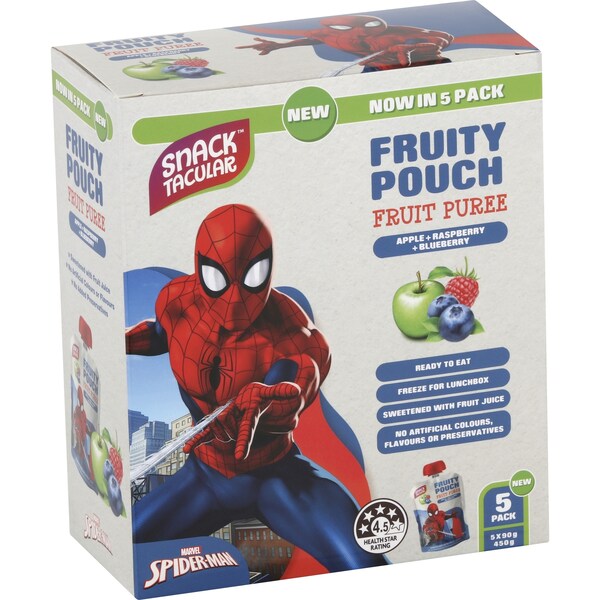 Snacktacular Fruit Pouch Apple, Raspberry & Blueberry Puree 90g x 5 pack
