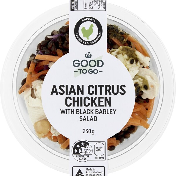 Woolworths Good To Go Asian Citrus Chicken Black Barley Salad 230g