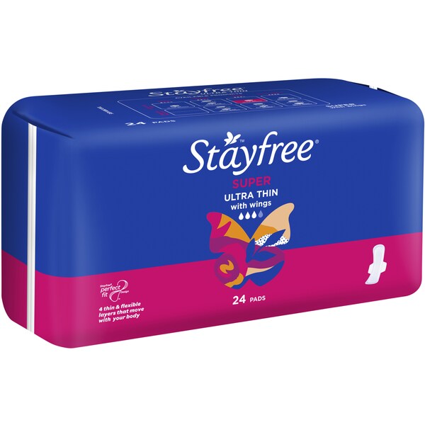 Stayfree Ultra Thins Pads Wings Super 24 pack