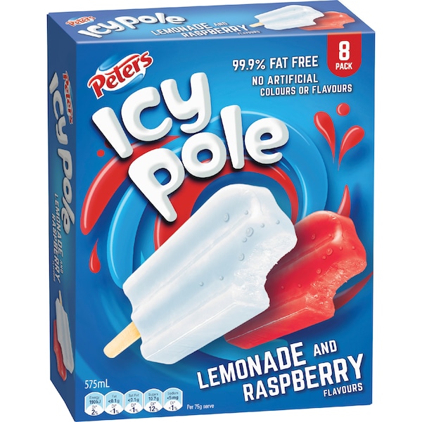Peters Icey Pole Lemonade Raspberry 8 Pack