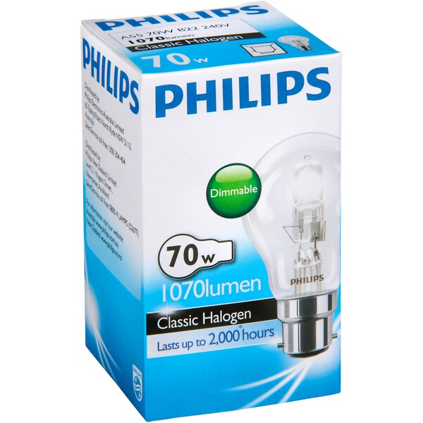 Philips  Eco Halogen Globe 70w Bc Base Each