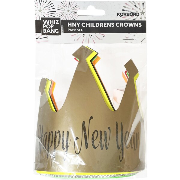 Whiz Pop Bang Happy New Year Childrens Crowns 6 Pack