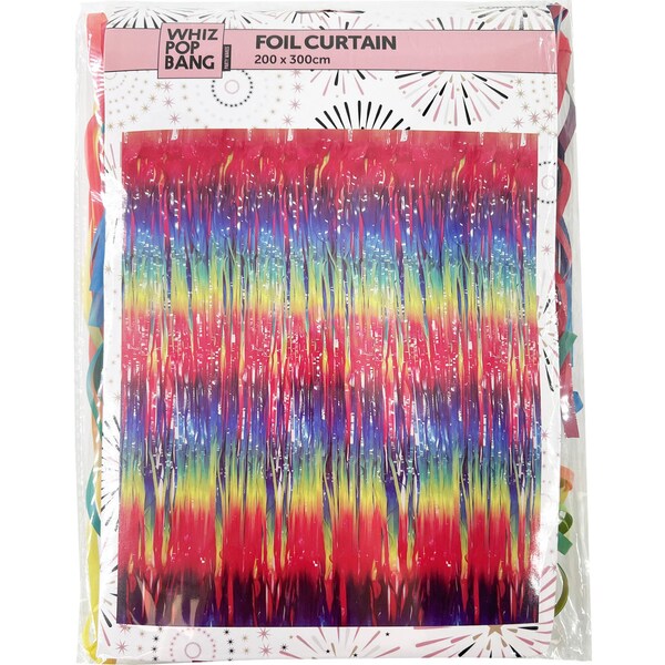 Whiz Pop Bang Foil Curtain Rainbow Each