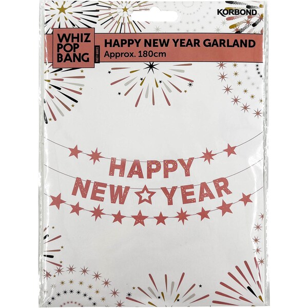 Whiz Pop Bang Happy New Year Garland Pink Each