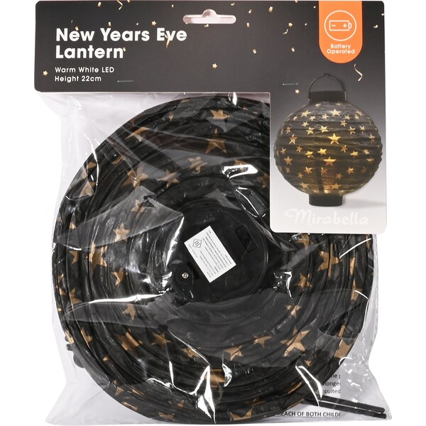Mirabella LED Paper Lantern Black & Gold Each
