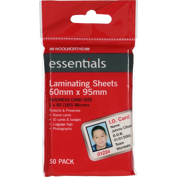 Essentials Laminate Sheets Business Card each