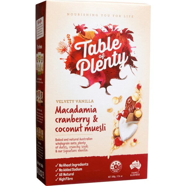 Table Of Plenty Velvety Vanilla Muesli 500g