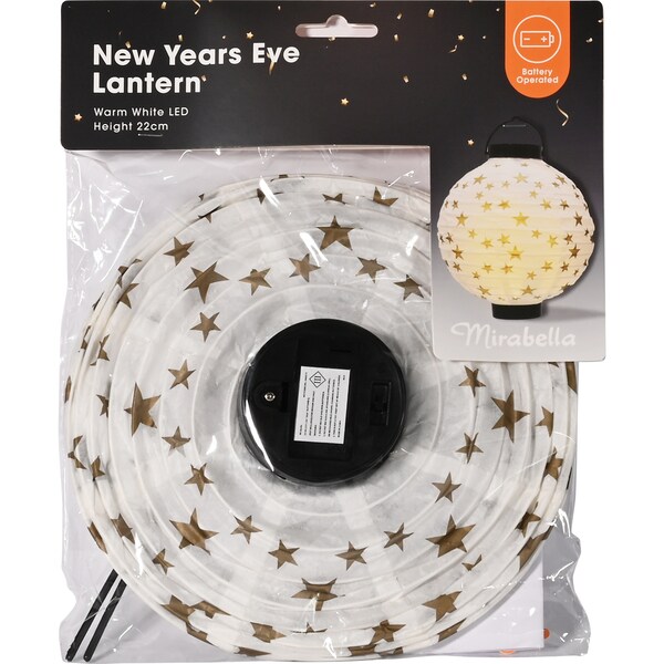 Mirabella LED Paper Lantern White & Gold Each