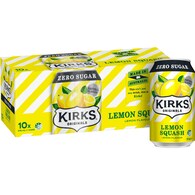 Kirks Zero Sugar Lemon Squash Soft Drink Cans