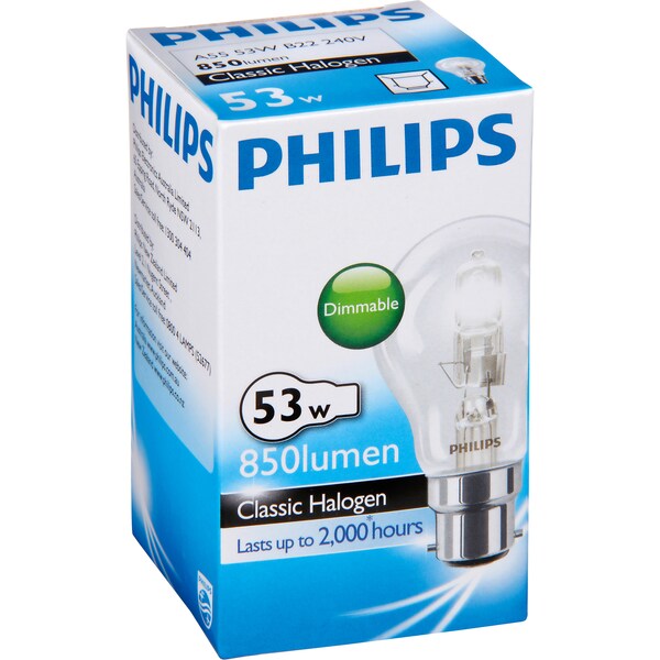 Philips Halogen Clear Globe 53w Bc Base Each