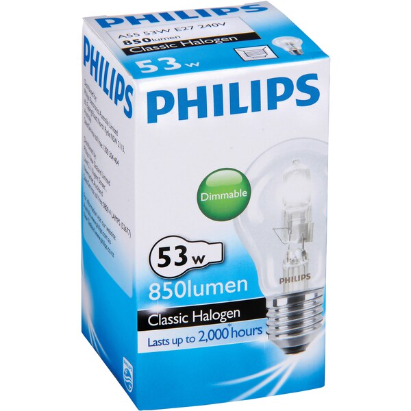 Philips Halogen Clear Globe 53w Es Base Each