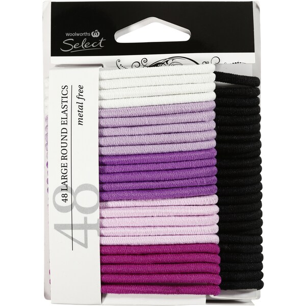 Woolworths Select Hair Elastics Snagless Large Thick 48 Pack
