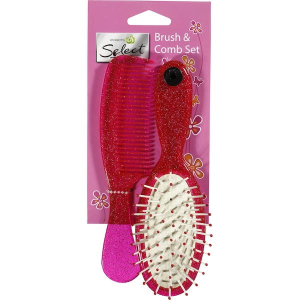 Woolworths Hair Brush & Comb Kids Set 2 Pack