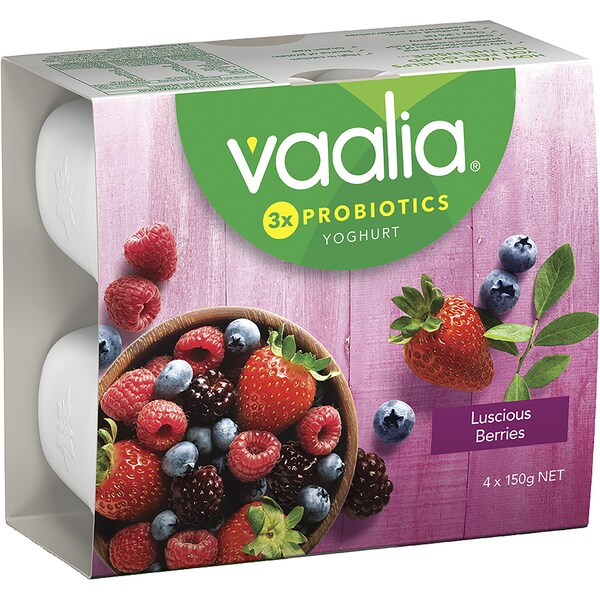 Vaalia Low Fat Yoghurt Luscious Berries 150g x4 Pack