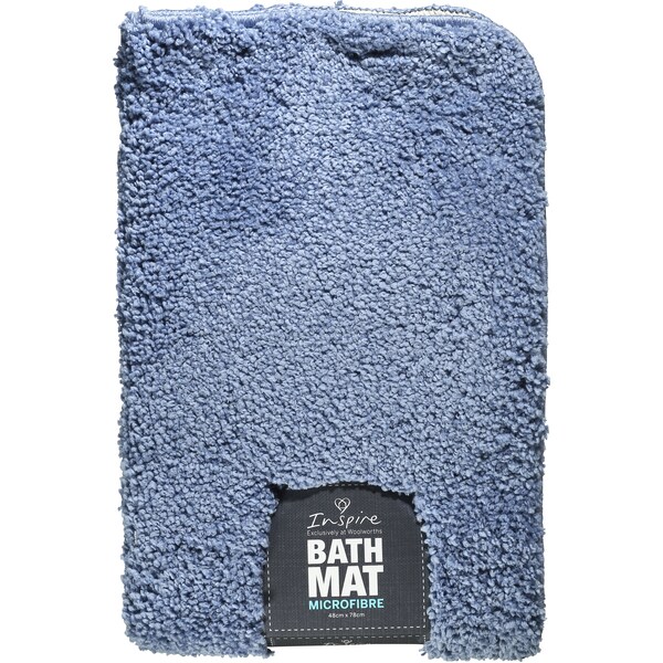 Woolworths Home Essentials Bath Mat Microfibre Blue 48x78cm Each