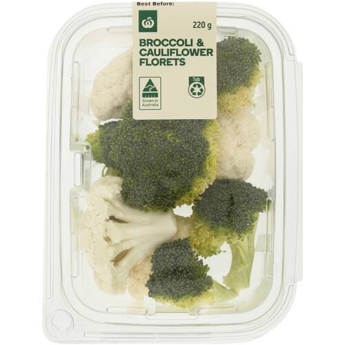 Woolworths Broccoli and Cauliflower Florets 220g bunch