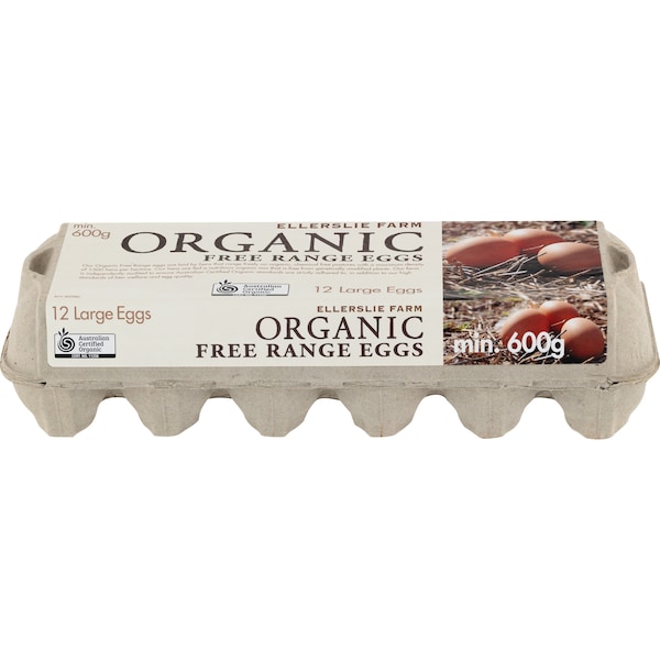 Ellerslie Farm 12 Large Organic Free Range Eggs 600g