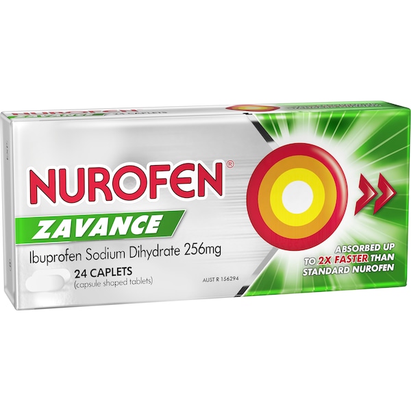 Nurofen Zavance Fast Pain Relief Caplets 256Mg Ibuprofen 24 pack