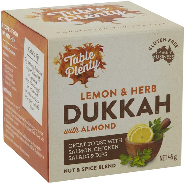 Table Of Plenty Dried Spices Almonds Lemon & Herb Dukkah 45g